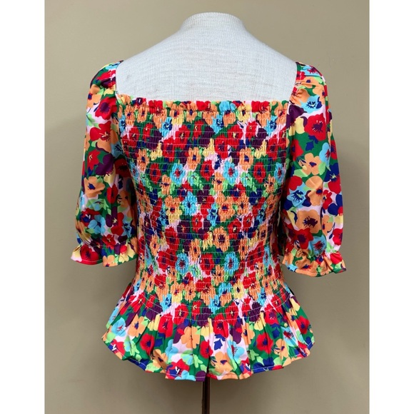 SHEIN Shirred Puffy Short Sleeve Floral Top Size XL - Picture 6 of 9